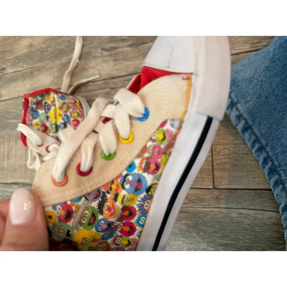 Sesame Hi Top Sneakers Street Elmo Lace Up Multicolor Size 9